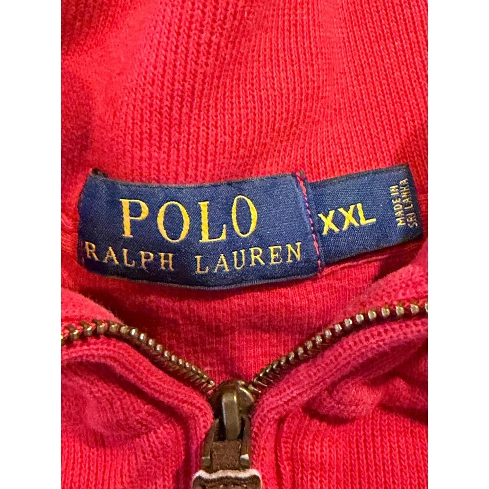 Polo Ralph Lauren Pullover Mens XXL‎ Red Quarter Zip Cotton Pony Logo Mock Neck